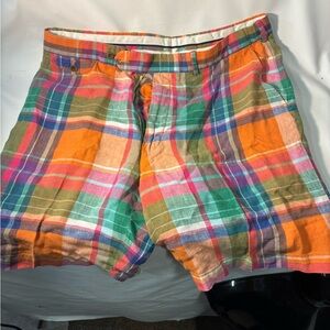 Colorful Plaid Polo Shorts by Ralph Lauren size 36 linen